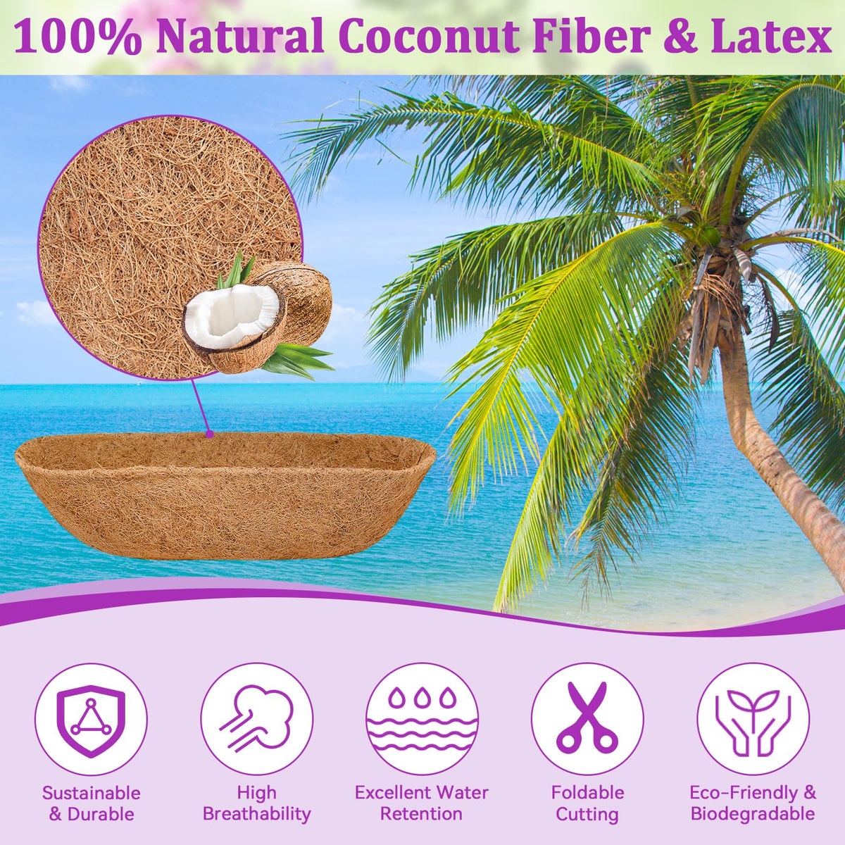 Halatool natural coir liner for planters offers breathable material for healthier roots