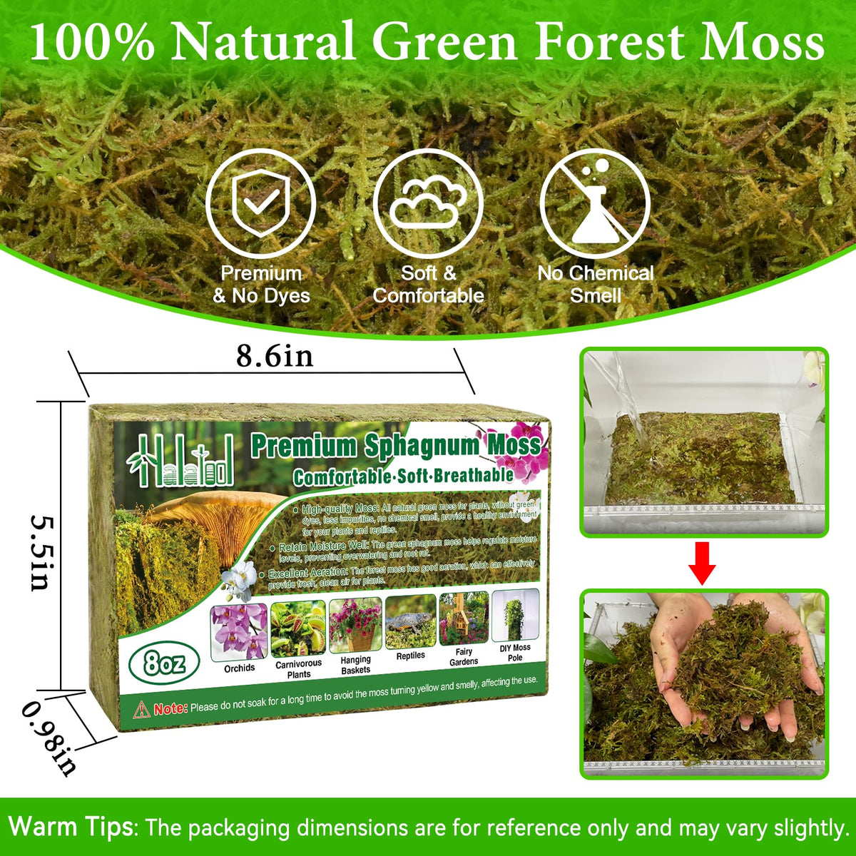 Halatool orchid moss with soft fluffy texture ideal for orchid repotting.