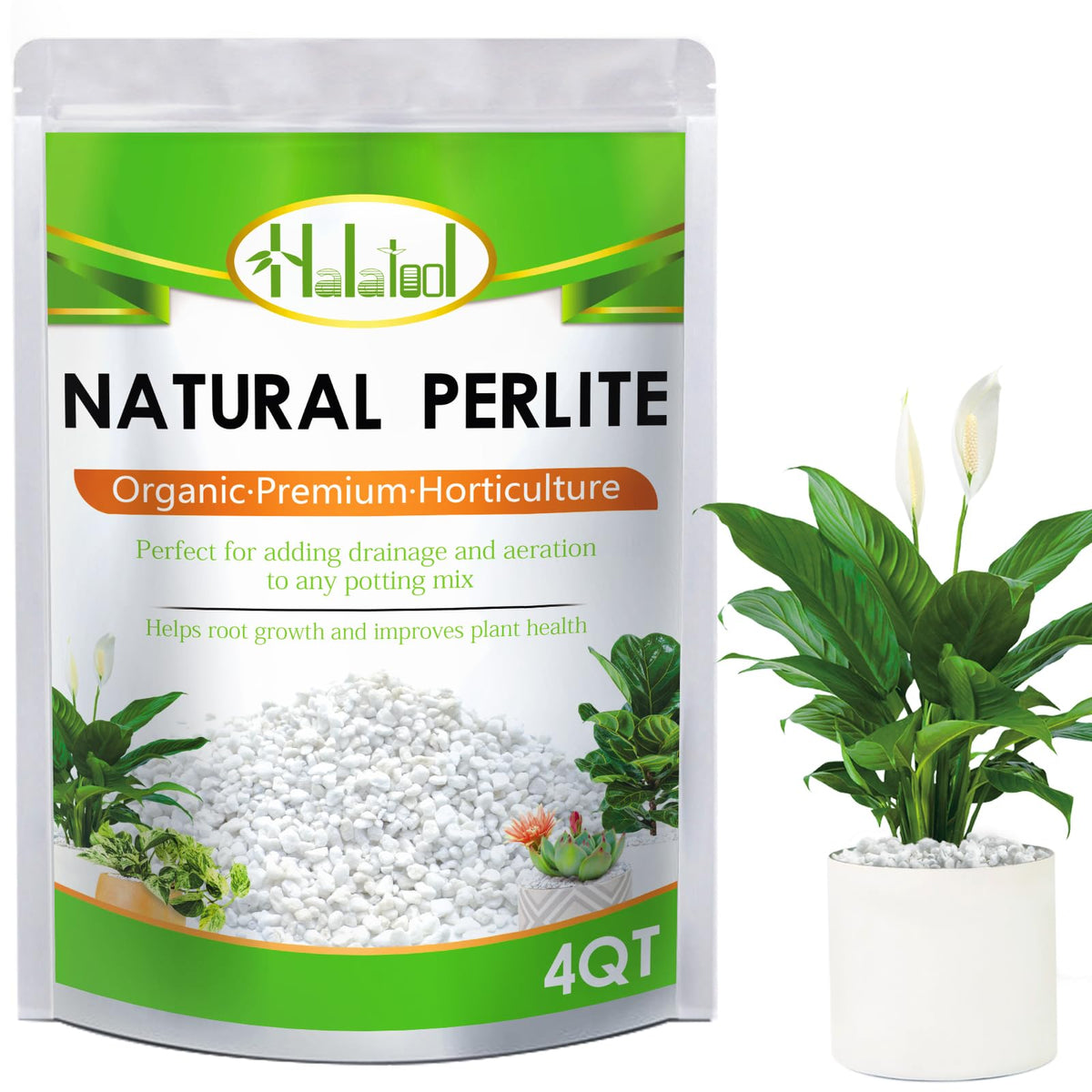 Halatool Perlite packaging shows uniform beads ideal for soil aeration