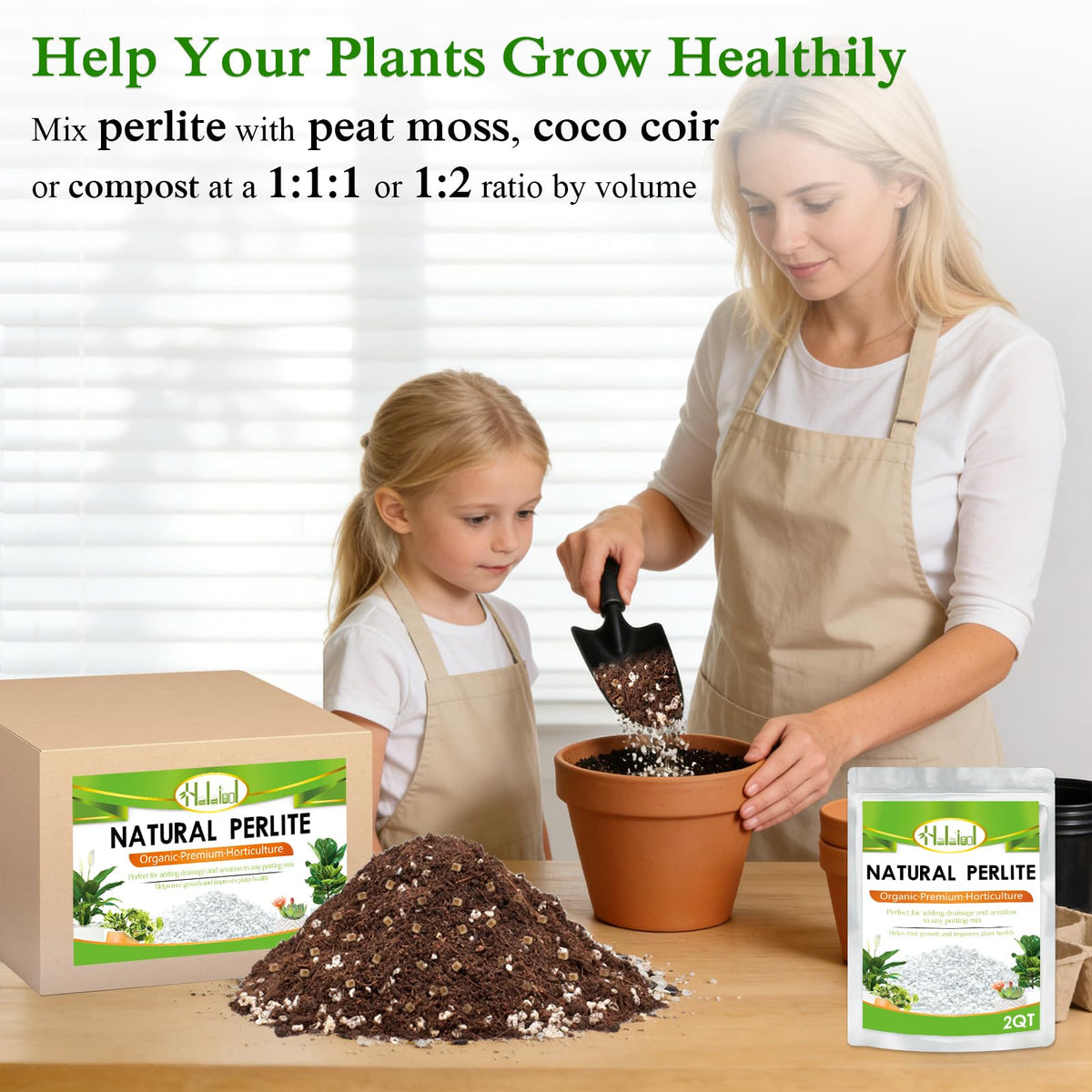 Halatool Perlite stores water to keep soil moist between waterings