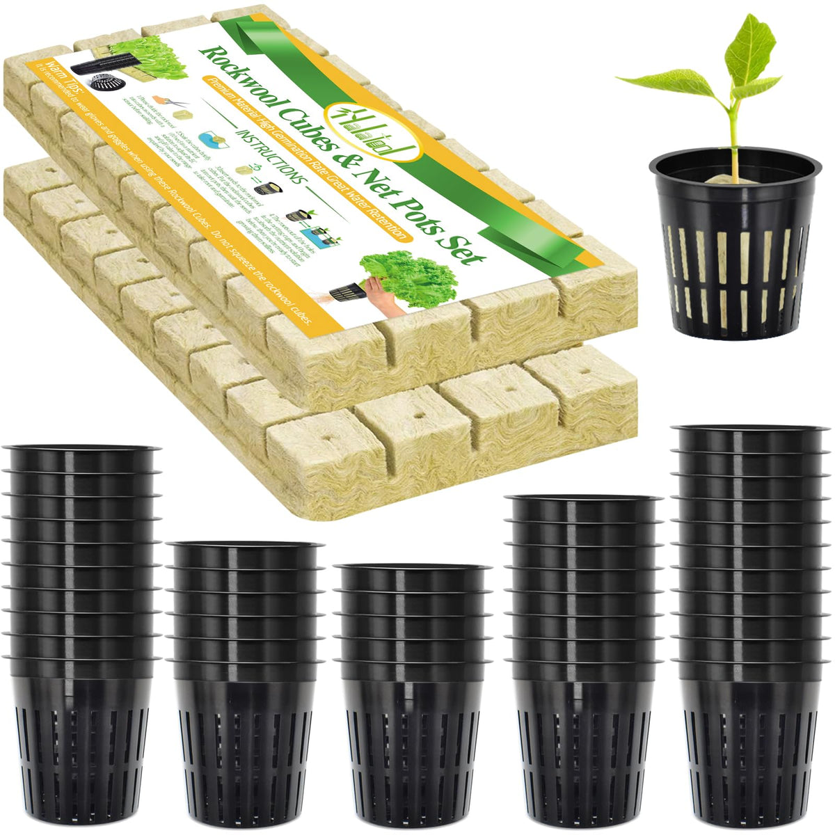 Halatool rockwool cubes 1.2-inch ready for seed germination and rooting.