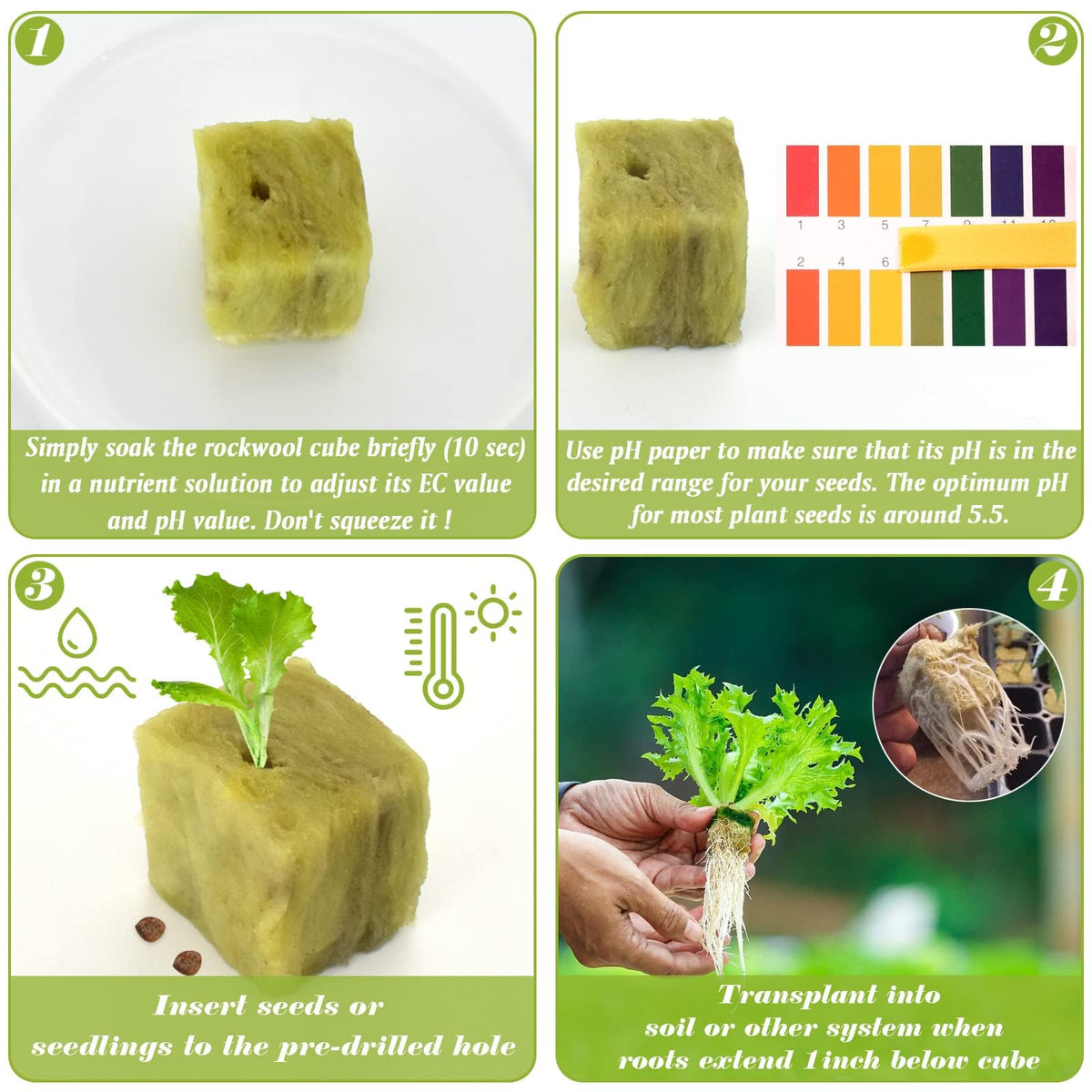 Halatool rockwool cube demonstrates high water absorption and air porosity.