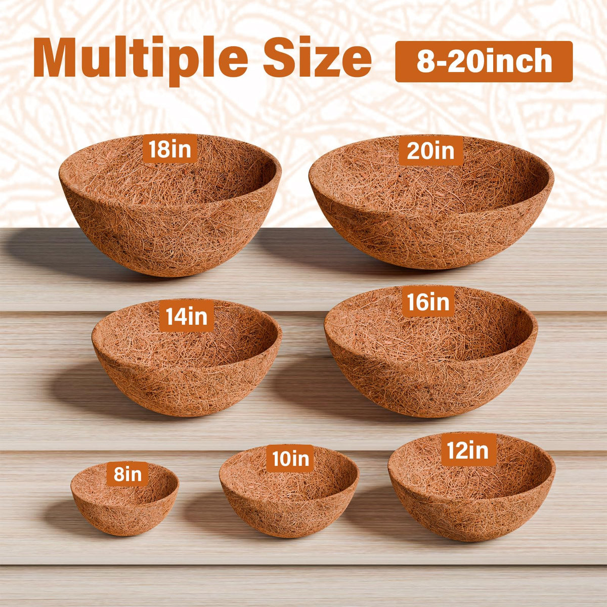 Halatool round coco liner 12-inch diameter shown in a planter context.