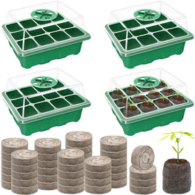 Halatool seed starter tray 4-pack showing 48-cell layout for organized germination