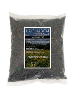 Hale Habitat Peredovik sunflower seed bag ready for planting and wildlife attraction.