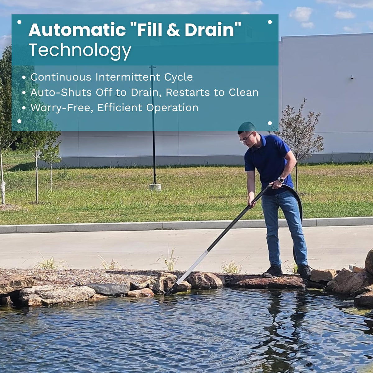 HALF OFF PONDS CleanSweep 1400 debris bag attachment slows drainage for easy cleanup.