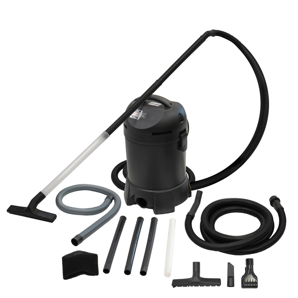 HALF OFF PONDS CleanSweep 1400 intake hose in use for efficient debris collection in ponds.