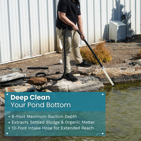 HALF OFF PONDS CleanSweep 1400 vacuum nozzles tackle varied pond surfaces.