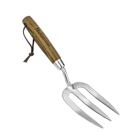 Haliaeetus garden hand fork close-up with sharp tines for deep weed uprooting