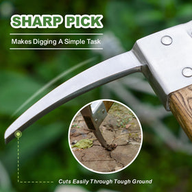 Haliaeetus pick axe pointed-end breaking ground for hard clay and tough soil.