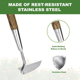 Haliaeetus Sickle Hoe lifetime warranty for dependable garden tool support.