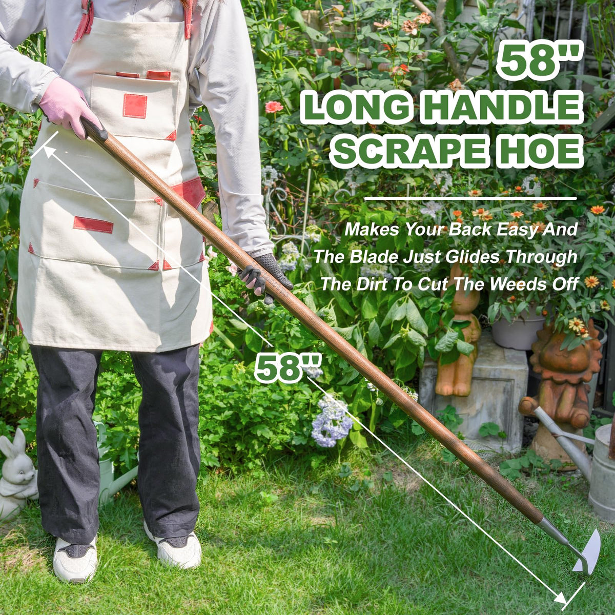Haliaeetus Sickle Hoe stainless steel blade for durable scraping action.