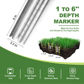 Haliaeetus stainless steel bulb planter digger resists bending in heavy soil