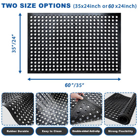 Halidec large 59x35-inch door mat features hex-hole drainage.