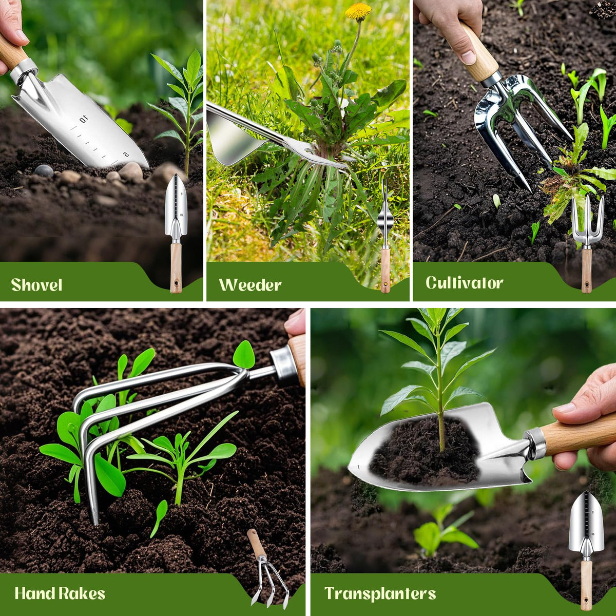 Halilus hand rake for tidy beds and debris removal with comfortable grip