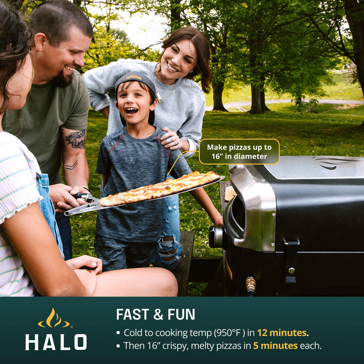 HALO Versa 16 pizza oven dual burners for steady heat