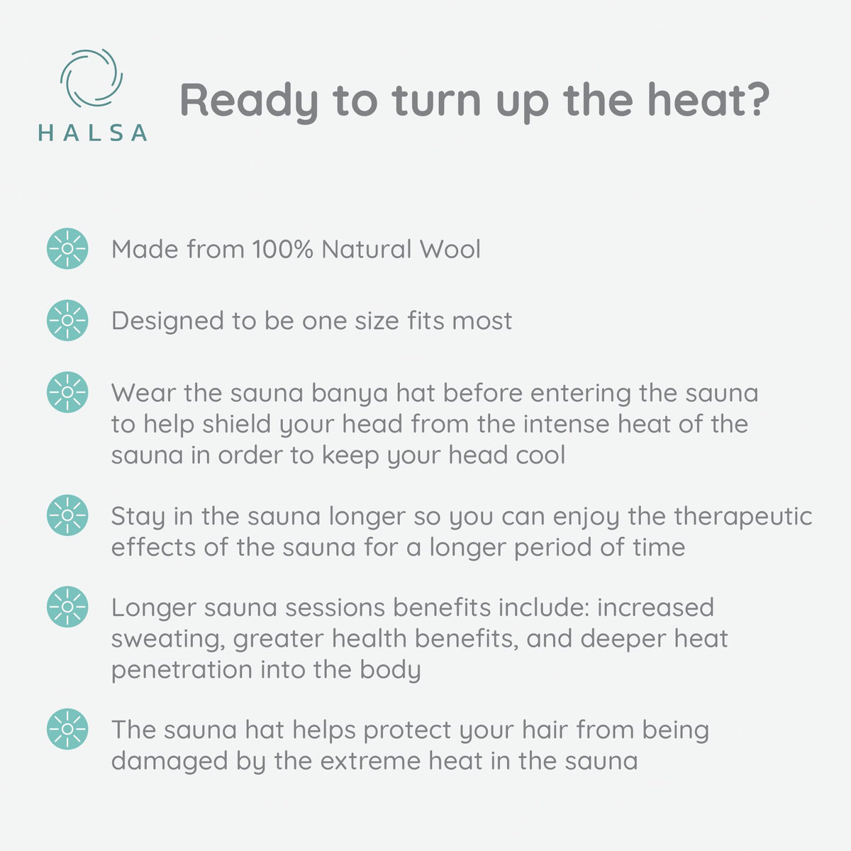 Halsa Sauna Hat suited for sauna banyas and steam room environments
