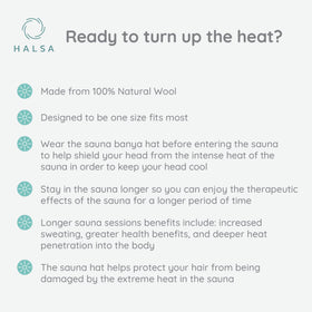 Halsa Sauna Hat suited for sauna banyas and steam room environments