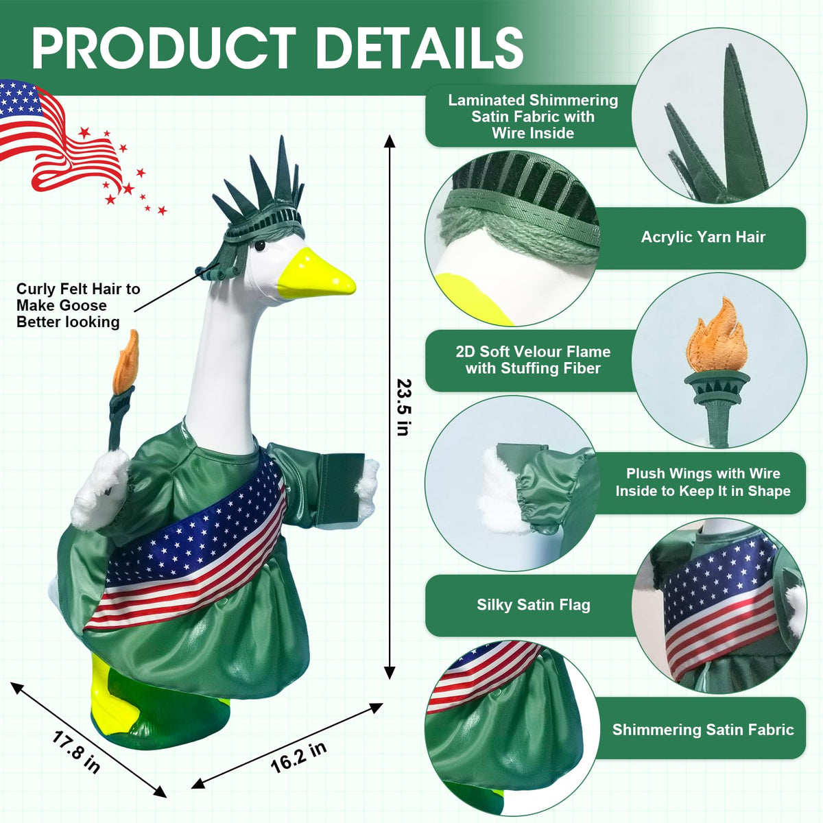 HALSHI durable fabric goose costume for long-lasting Memorial Day décor.