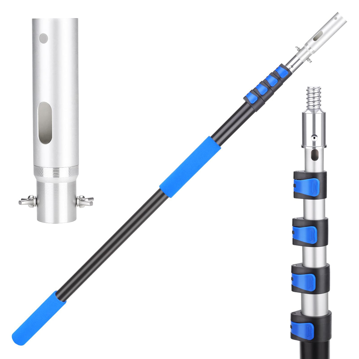 Hammrit 16ft pool pole extended for far-reaching cleaning.