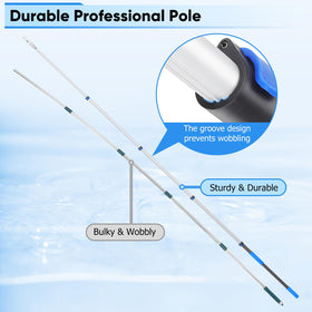 Hammrit pool pole features 1-1/4 inch socket and 3/4 inch threaded connection for wide compatibility.