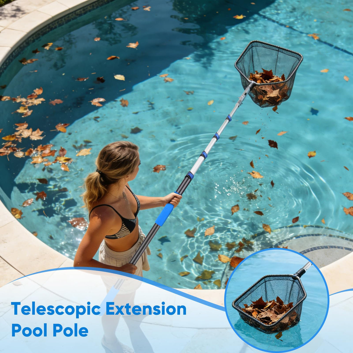 Hammrit pool pole with flip-lock adjustment for quick length changes.