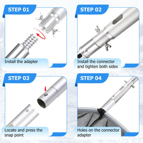 Hammrit pool pole telescopes from 4 to 16 feet for versatility.