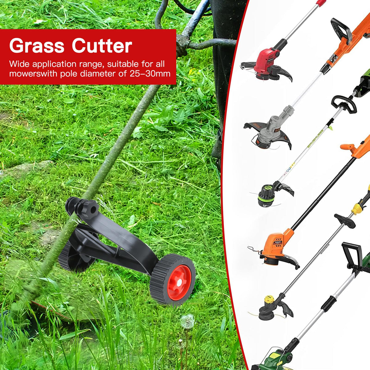 HamRoRung string-trimmer-wheel-attachment use-scenarios for garden and yard maintenance.