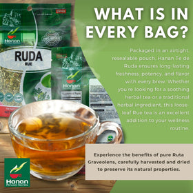 Hanan Rue from Peru, highlighting traditional herbal quality.