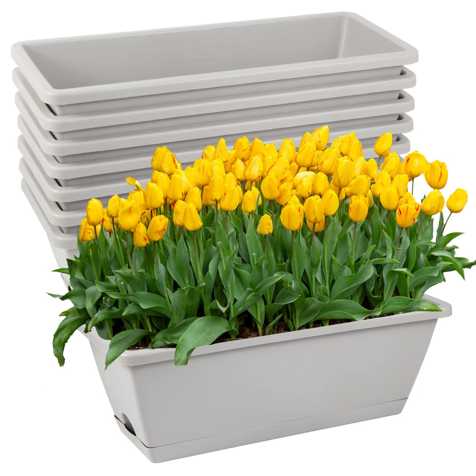 Hananojia 8-pack window box planter in grey for compact windowsills and easy gardening.