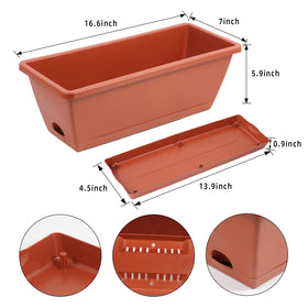 Close-up of Hananojia drainage holes and attached saucer for window box planter