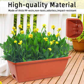 Hananojia red window box planters arranged on a windowsill for compact gardening