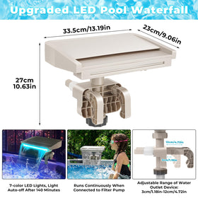 Hanaoyo LED lights illuminating the cascade for twilight pool time