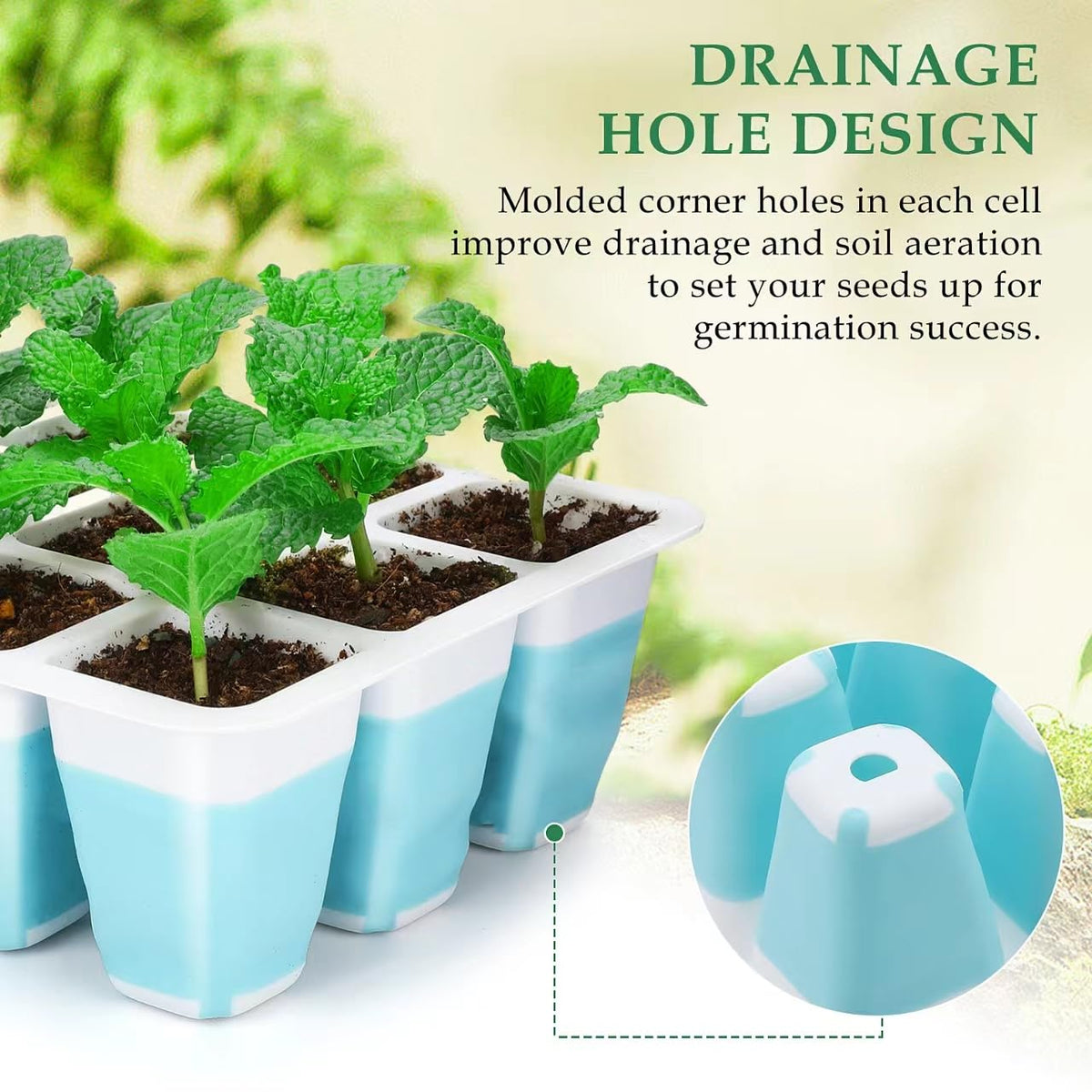 Hanaoyo seed starter tray showing drainage holes for aeration.