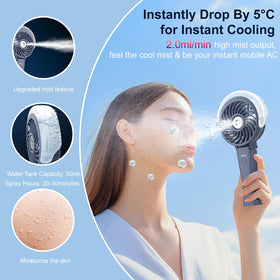 HandFan 50ml water tank enables longer misting sessions outdoors