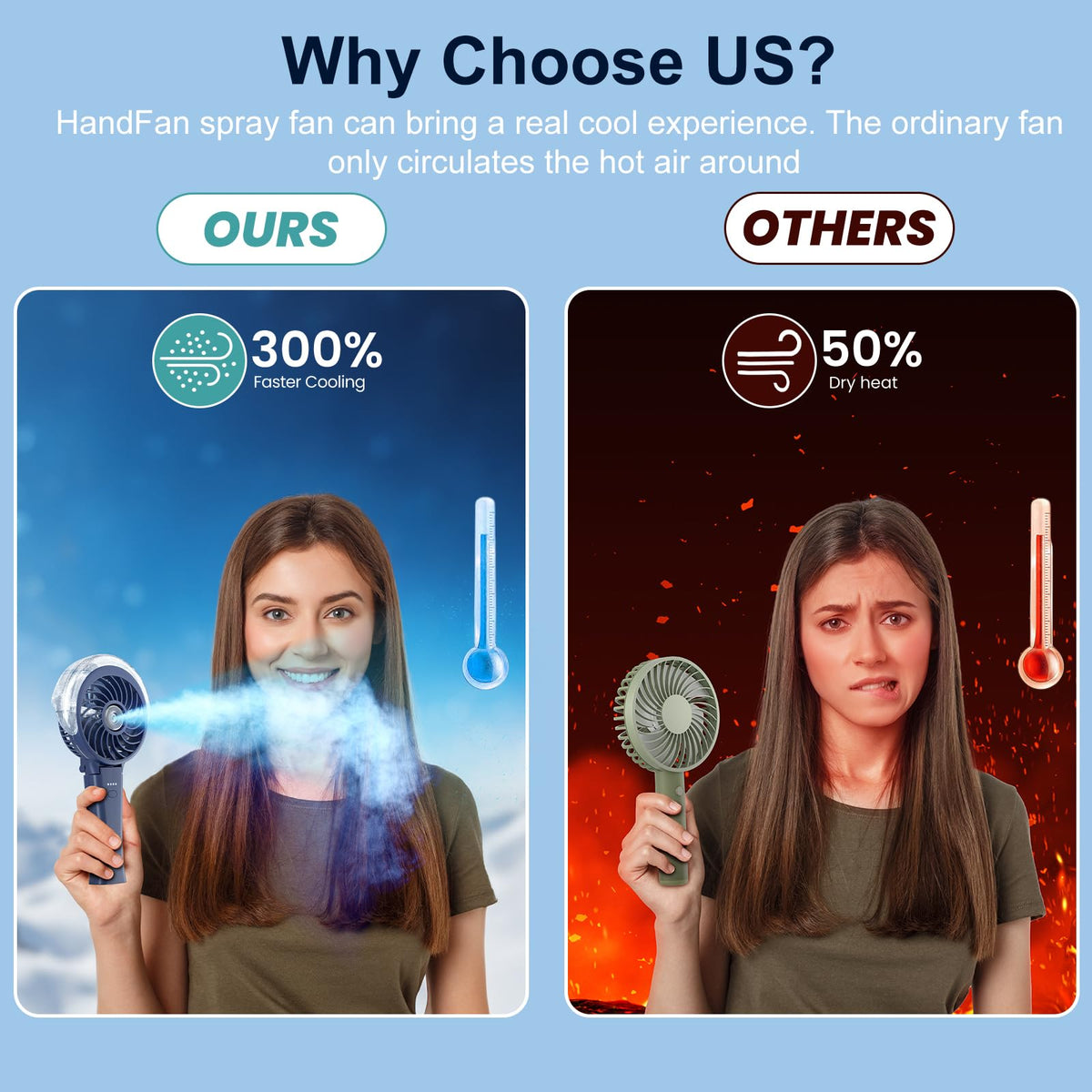 HandFan portable misting fan keeps you cool at beach or travel