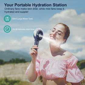 HandFan spray water mist mode for intense cooling