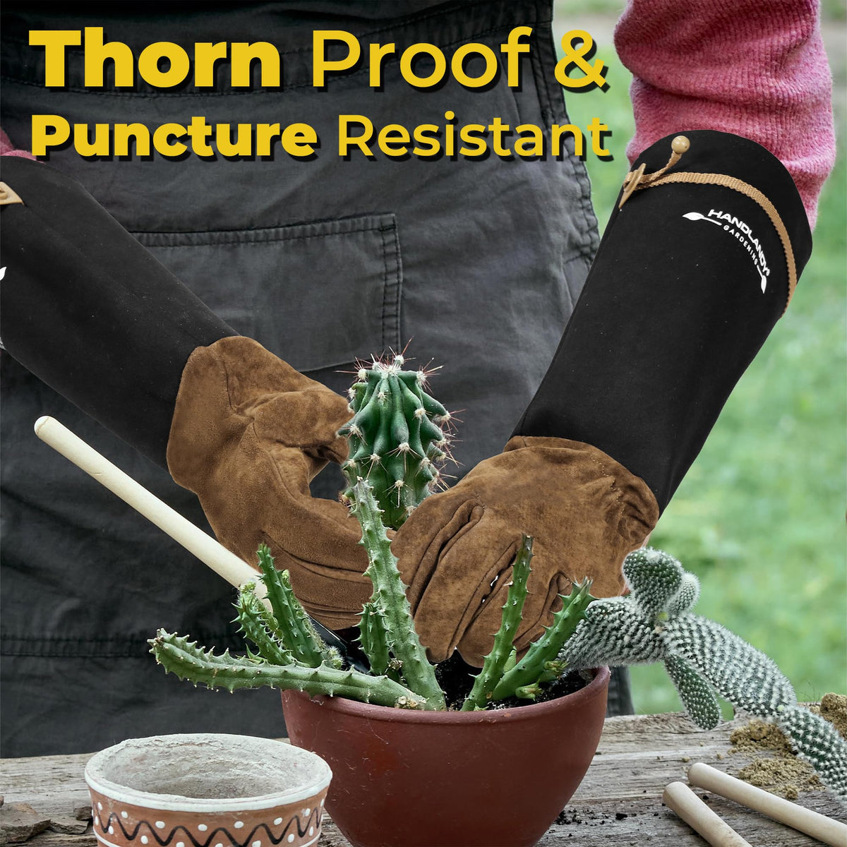 HANDLANDY breathable pigskin gloves keep hands cool in summer garden tasks