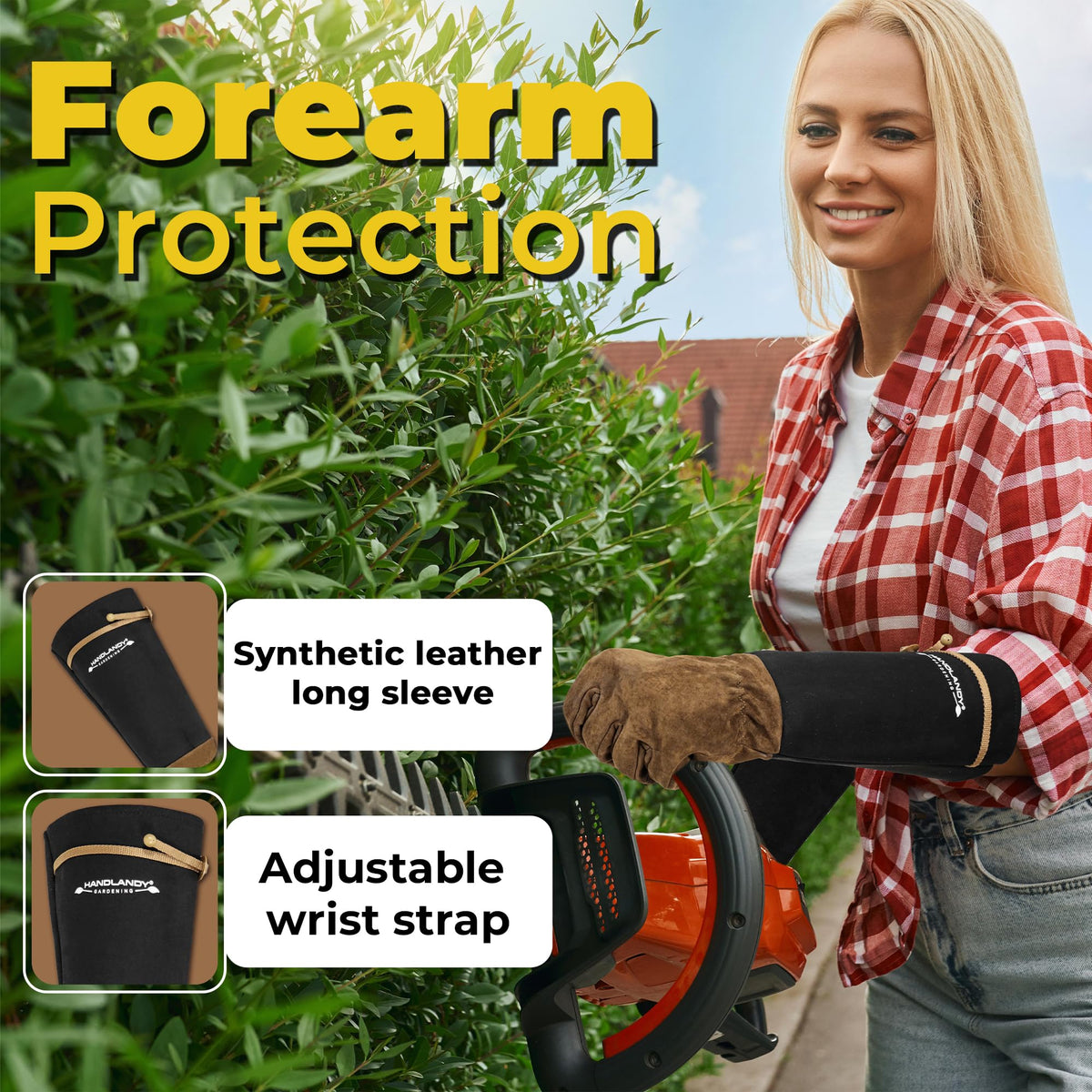 HANDLANDY forearm-protected gloves safeguard forearms during dense foliage work