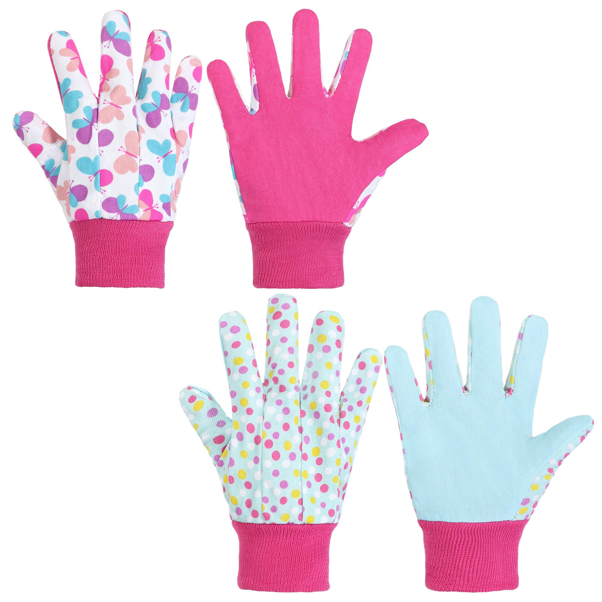 HANDLANDY kids gardening gloves with pink butterfly print for outdoor fun