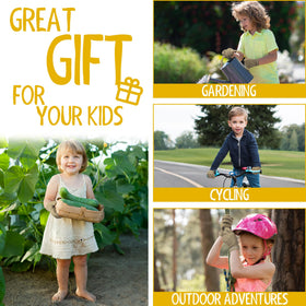 HANDLANDY kids leather gardening gloves with slip-on cuff for easy wearing