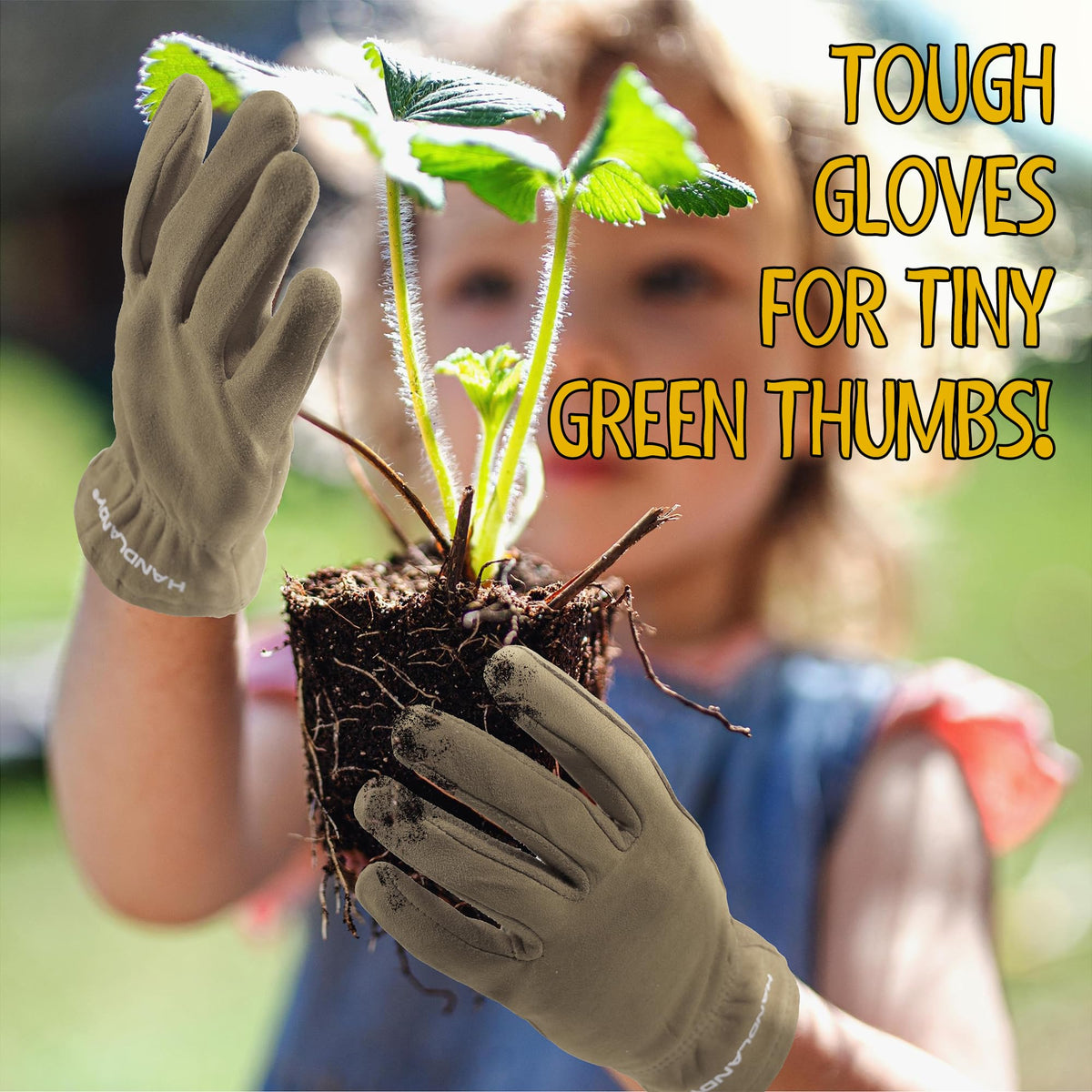 HANDLANDY kids leather gardening gloves protect against thorns during outdoor gardening