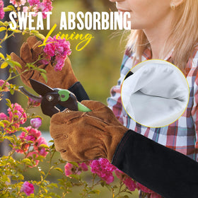 HANDLANDY leather garden gloves with cotton lining keep hands cool and dry.