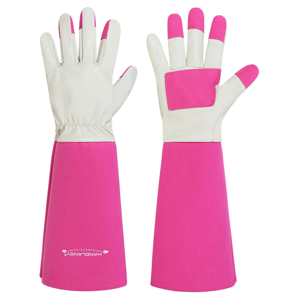 HANDLANDY Rose Pruning Gloves with breathable pigskin protect hands during pruning.