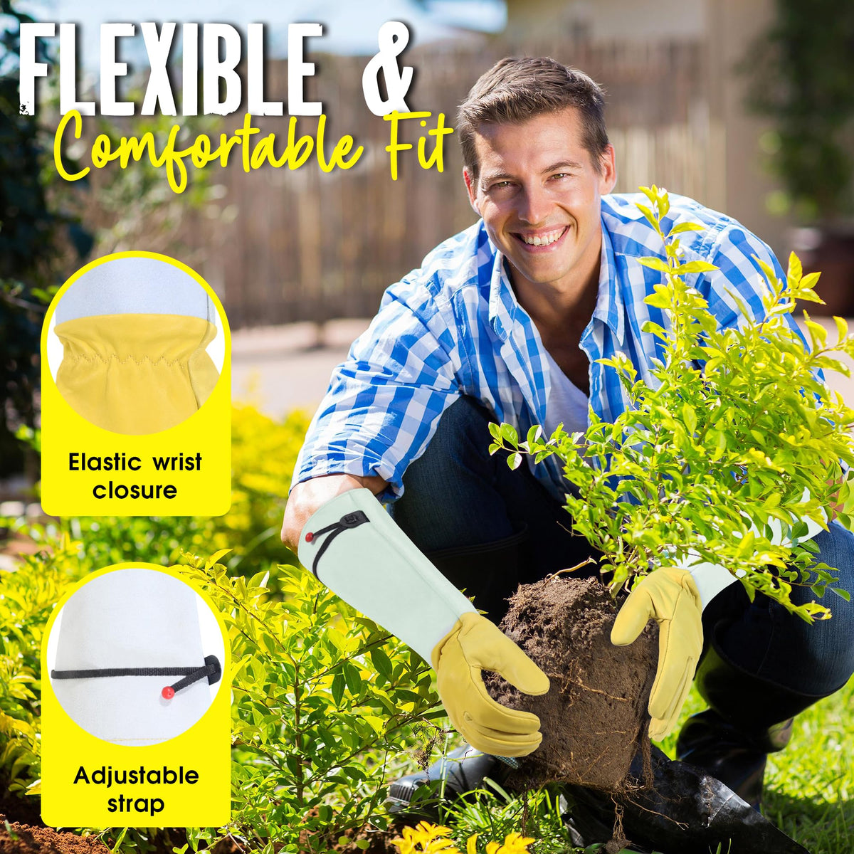 HANDLANDY Rose Pruning Gloves in garden use during pruning and planting.