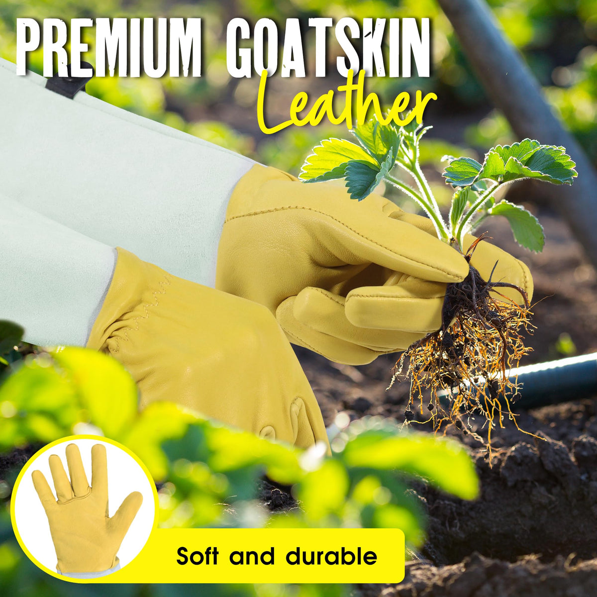 HANDLANDY Rose Pruning Gloves demonstrate thorn-proof protection during pruning.