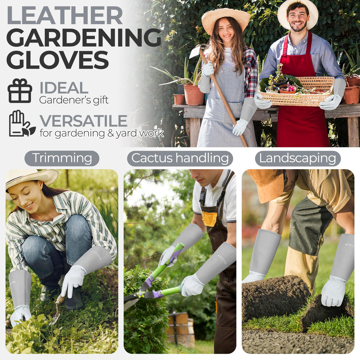 HANDLANDY thick leather cuff provides added protection during yard work.