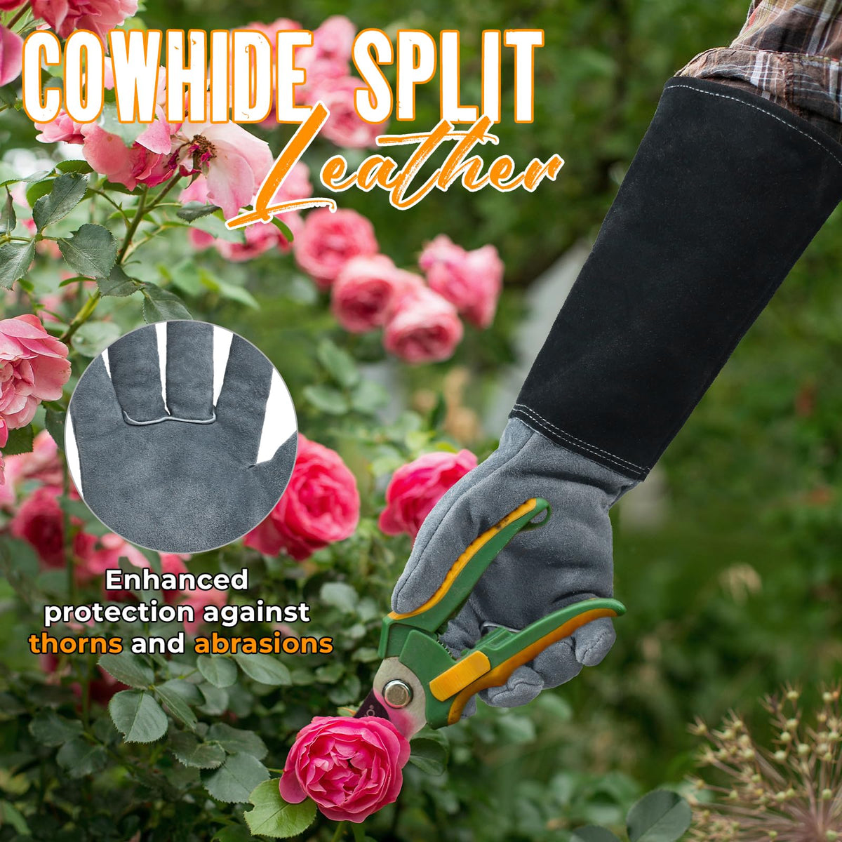 HANDLANDY thorn-proof garden gloves shield forearms from sharp branches.