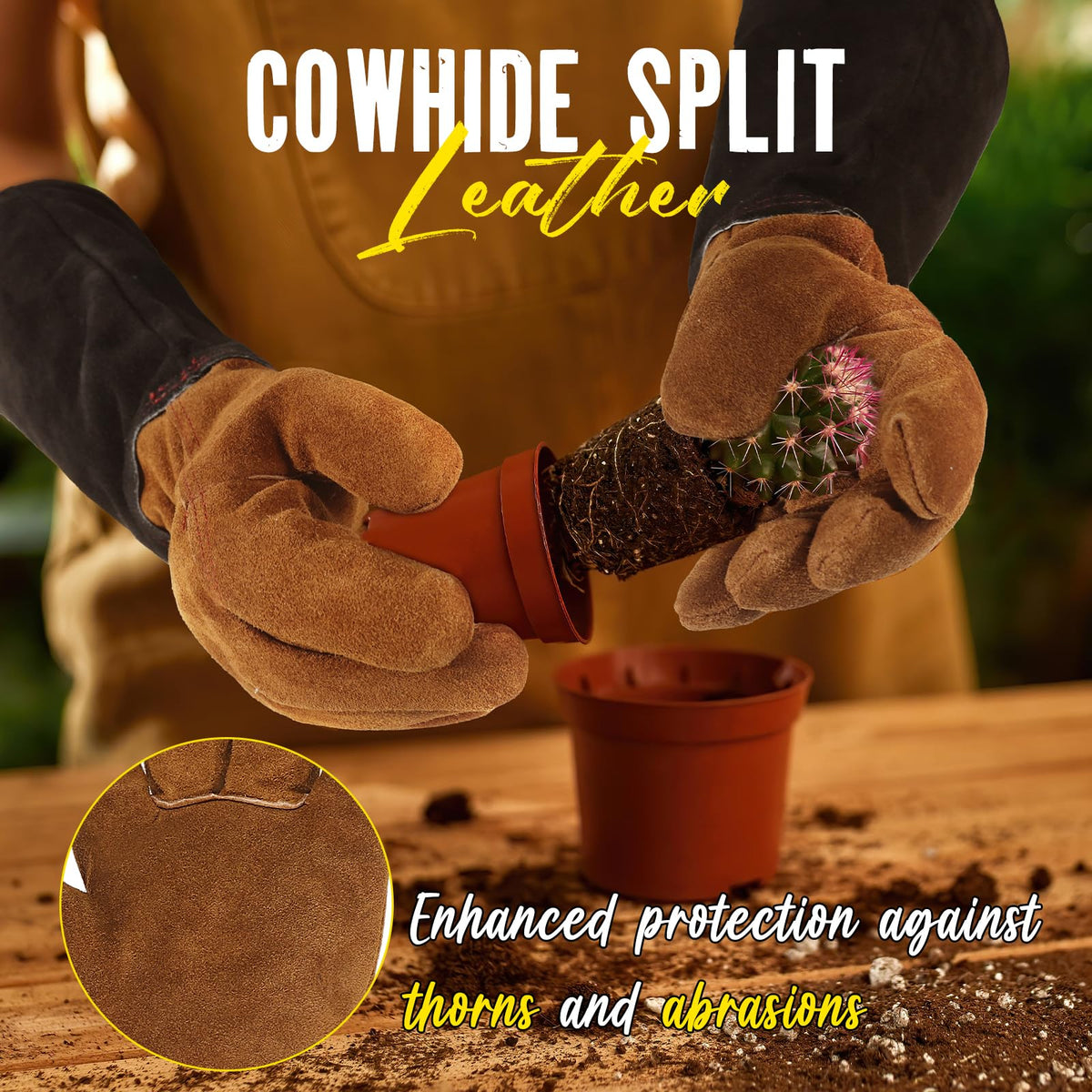 HANDLANDY thorn-proof gloves shield hands from sharp branches during pruning.
