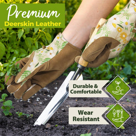 Handlandy women's garden gloves with breathable back and spandex for cooler hands during pruning.
